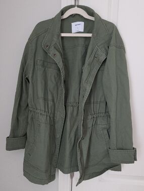 Old Navy Olive Green Utility Jacket with Drawstring Waist